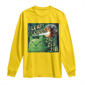 Funny Alien Cat Meme Long Sleeve Shirt Glerp Glorp Zib Zib TS09 Daisy Print Your Wear