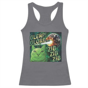 Funny Alien Cat Meme Racerback Tank Top Glerp Glorp Zib Zib TS09 Charcoal Print Your Wear