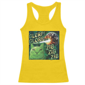 Funny Alien Cat Meme Racerback Tank Top Glerp Glorp Zib Zib TS09 Daisy Print Your Wear