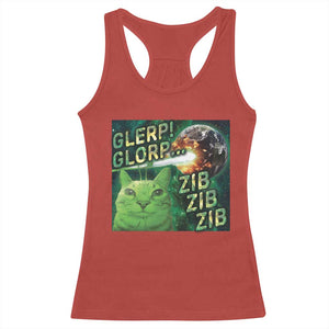 Funny Alien Cat Meme Racerback Tank Top Glerp Glorp Zib Zib TS09 Red Print Your Wear