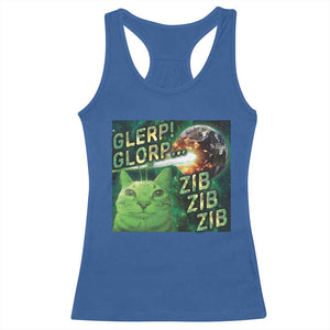 Funny Alien Cat Meme Racerback Tank Top Glerp Glorp Zib Zib TS09 Royal Blue Print Your Wear