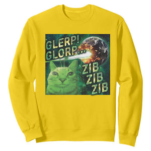 Funny Alien Cat Meme Sweatshirt Glerp Glorp Zib Zib TS09 Daisy Print Your Wear
