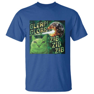 Funny Alien Cat Meme T Shirt Glerp Glorp Zib Zib TS09 Royal Blue Print Your Wear