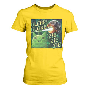 Funny Alien Cat Meme T Shirt For Women Glerp Glorp Zib Zib TS09 Daisy Print Your Wear