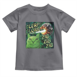 Funny Alien Cat Meme Toddler T Shirt Glerp Glorp Zib Zib TS09 Charcoal Print Your Wear