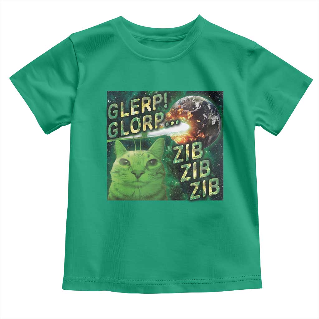 Funny Alien Cat Meme Toddler T Shirt Glerp Glorp Zib Zib TS09 Irish Green Print Your Wear