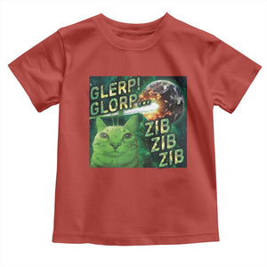 Funny Alien Cat Meme Toddler T Shirt Glerp Glorp Zib Zib TS09 Red Print Your Wear