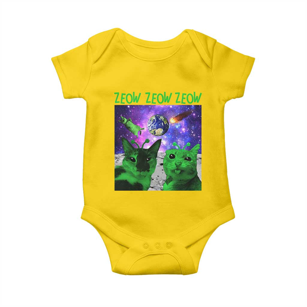 Funny Alien Cat Meme Baby Onesie Green Cats ZEOW ZEOW TS09 Daisy Print Your Wear