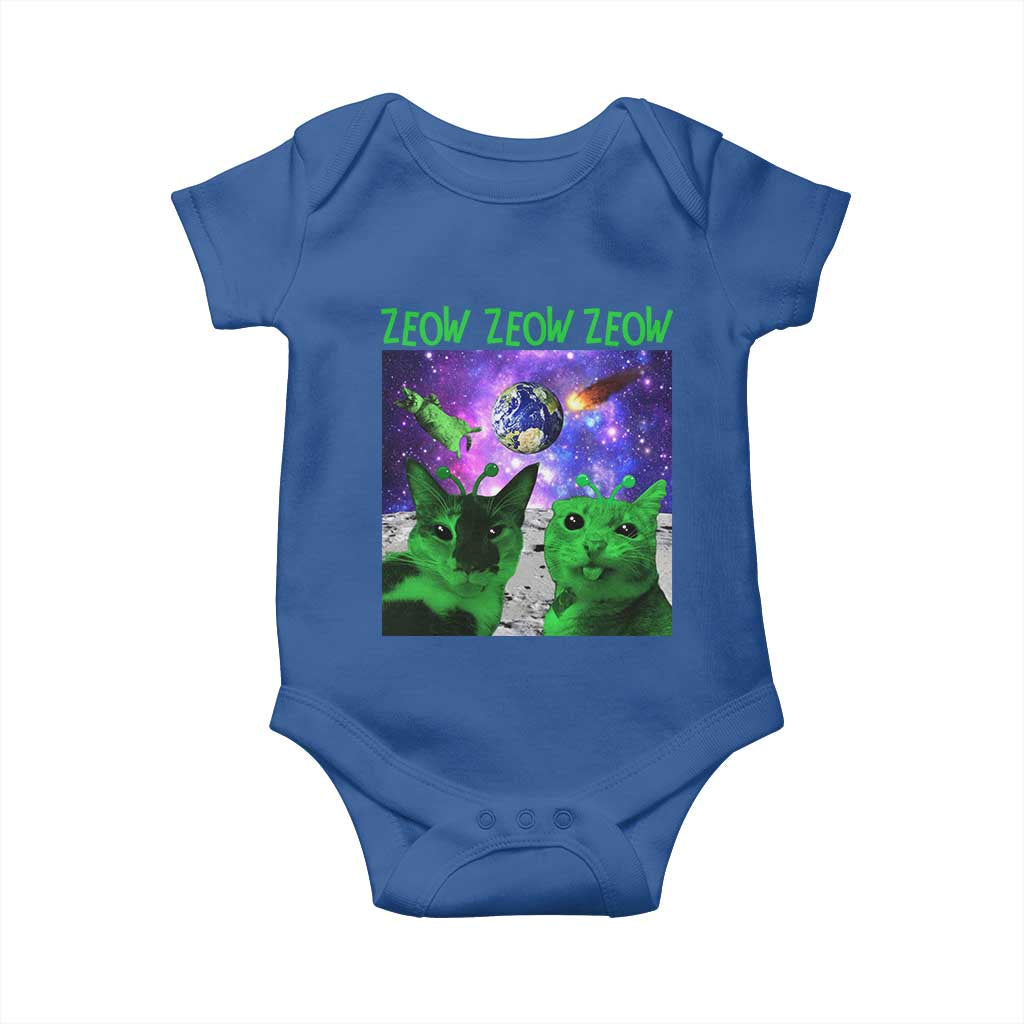 Funny Alien Cat Meme Baby Onesie Green Cats ZEOW ZEOW TS09 Royal Blue Print Your Wear