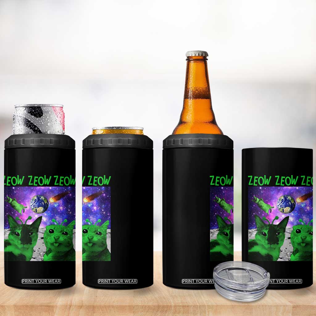 Funny Alien Cat Meme 4 in 1 Can Cooler Tumbler Green Cats ZEOW ZEOW TS09 Print Your Wear