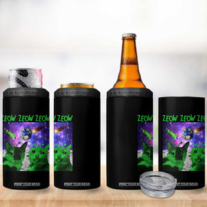 Funny Alien Cat Meme 4 in 1 Can Cooler Tumbler Green Cats ZEOW ZEOW TS09 Print Your Wear