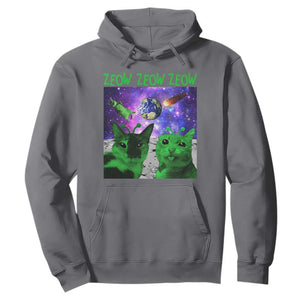 Funny Alien Cat Meme Hoodie Green Cats ZEOW ZEOW TS09 Charcoal Print Your Wear