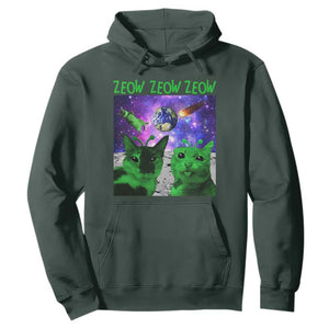 Funny Alien Cat Meme Hoodie Green Cats ZEOW ZEOW TS09 Dark Forest Green Print Your Wear