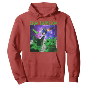 Funny Alien Cat Meme Hoodie Green Cats ZEOW ZEOW TS09 Red Print Your Wear