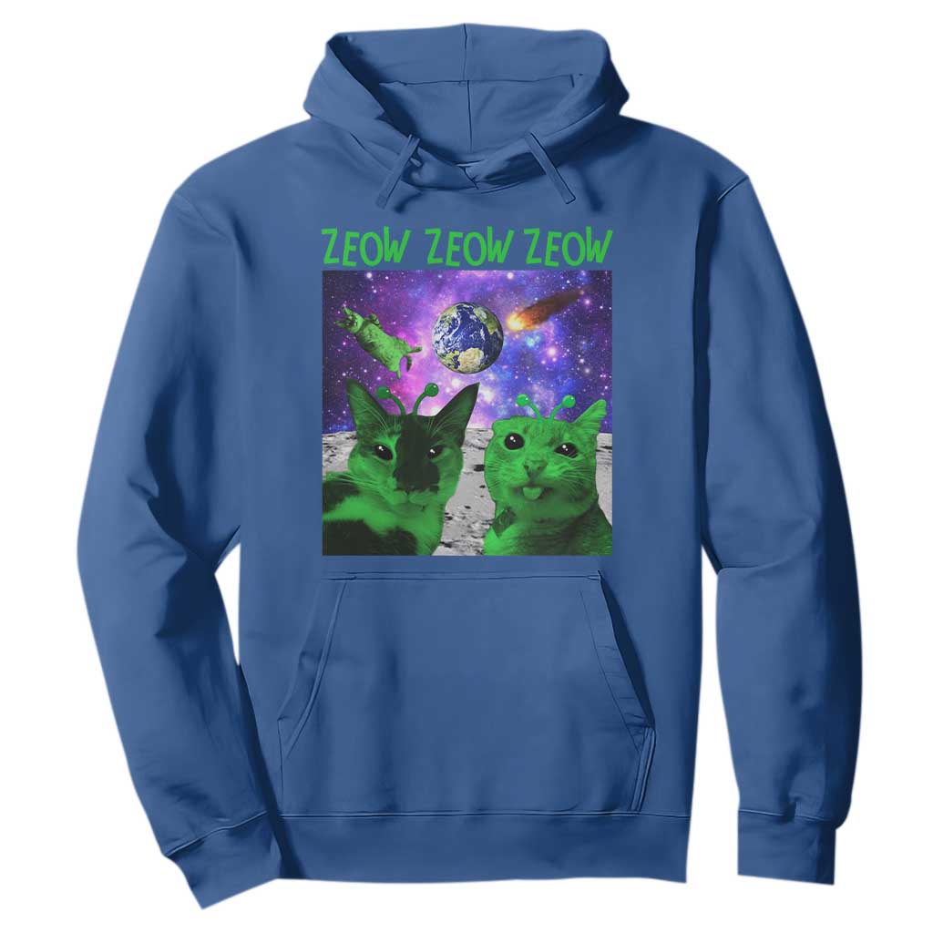 Funny Alien Cat Meme Hoodie Green Cats ZEOW ZEOW TS09 Royal Blue Print Your Wear
