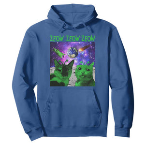 Funny Alien Cat Meme Hoodie Green Cats ZEOW ZEOW TS09 Royal Blue Print Your Wear