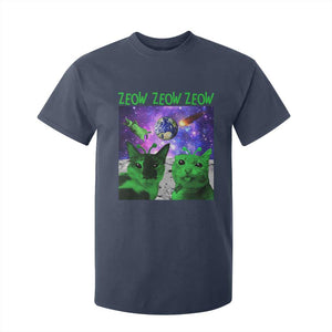 Funny Alien Cat Meme T Shirt For Kid Green Cats ZEOW ZEOW TS09 Navy Print Your Wear