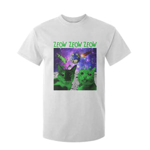 Funny Alien Cat Meme T Shirt For Kid Green Cats ZEOW ZEOW TS09 White Print Your Wear