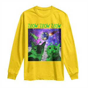 Funny Alien Cat Meme Long Sleeve Shirt Green Cats ZEOW ZEOW TS09 Daisy Print Your Wear