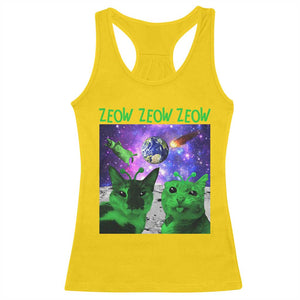 Funny Alien Cat Meme Racerback Tank Top Green Cats ZEOW ZEOW TS09 Daisy Print Your Wear