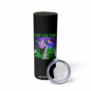 Funny Alien Cat Meme Skinny Tumbler Green Cats ZEOW ZEOW TS09 Print Your Wear