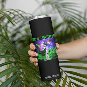 Funny Alien Cat Meme Skinny Tumbler Green Cats ZEOW ZEOW TS09 Print Your Wear