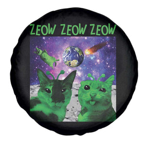 Funny Alien Cat Meme Spare Tire Cover Green Cats ZEOW ZEOW TS09 Print Your Wear