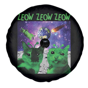 Funny Alien Cat Meme Spare Tire Cover Green Cats ZEOW ZEOW TS09 Print Your Wear