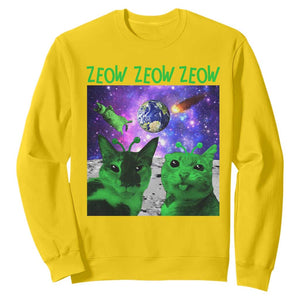 Funny Alien Cat Meme Sweatshirt Green Cats ZEOW ZEOW TS09 Daisy Print Your Wear