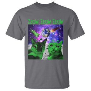 Funny Alien Cat Meme T Shirt Green Cats ZEOW ZEOW TS09 Charcoal Print Your Wear
