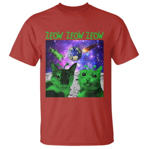 Funny Alien Cat Meme T Shirt Green Cats ZEOW ZEOW TS09 Red Print Your Wear