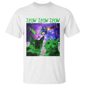 Funny Alien Cat Meme T Shirt Green Cats ZEOW ZEOW TS09 White Print Your Wear