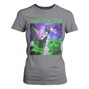 Funny Alien Cat Meme T Shirt For Women Green Cats ZEOW ZEOW TS09 Charcoal Print Your Wear