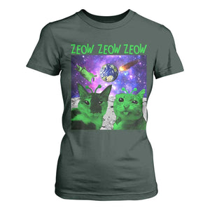 Funny Alien Cat Meme T Shirt For Women Green Cats ZEOW ZEOW TS09 Dark Forest Green Print Your Wear