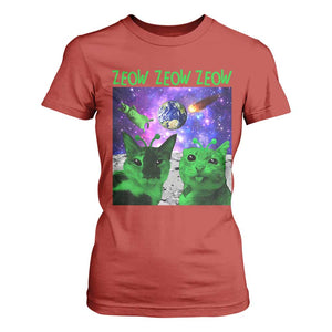 Funny Alien Cat Meme T Shirt For Women Green Cats ZEOW ZEOW TS09 Red Print Your Wear