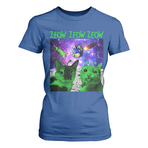 Funny Alien Cat Meme T Shirt For Women Green Cats ZEOW ZEOW TS09 Royal Blue Print Your Wear