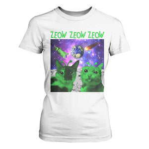 Funny Alien Cat Meme T Shirt For Women Green Cats ZEOW ZEOW TS09 White Print Your Wear