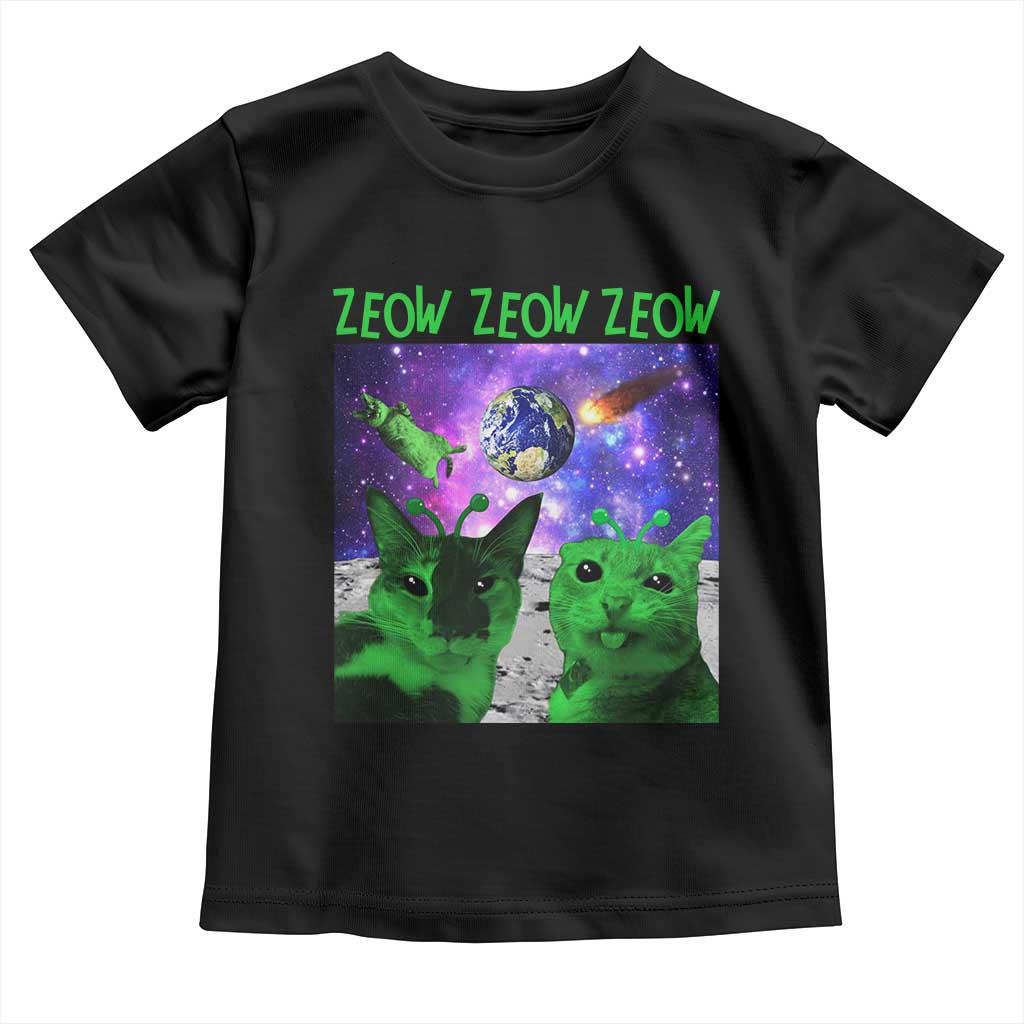 Funny Alien Cat Meme Toddler T Shirt Green Cats ZEOW ZEOW TS09 Black Print Your Wear