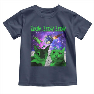 Funny Alien Cat Meme Toddler T Shirt Green Cats ZEOW ZEOW TS09 Navy Print Your Wear