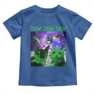 Funny Alien Cat Meme Toddler T Shirt Green Cats ZEOW ZEOW TS09 Royal Blue Print Your Wear