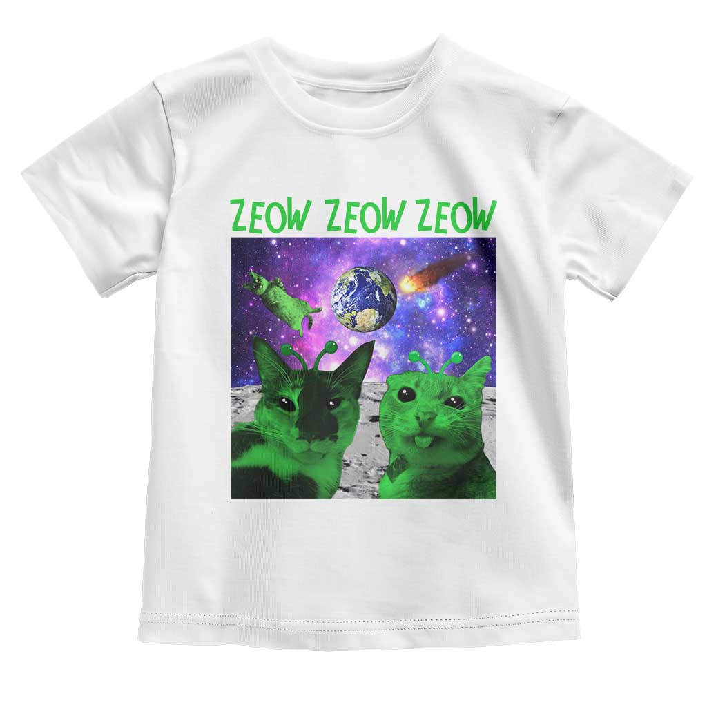 Funny Alien Cat Meme Toddler T Shirt Green Cats ZEOW ZEOW TS09 White Print Your Wear