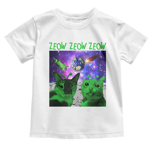 Funny Alien Cat Meme Toddler T Shirt Green Cats ZEOW ZEOW TS09 White Print Your Wear