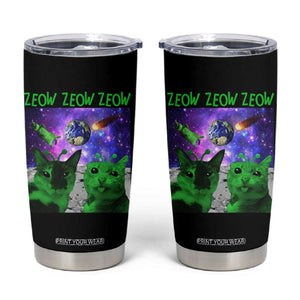 Funny Alien Cat Meme Tumbler Cup Green Cats ZEOW ZEOW TS09 Black Print Your Wear