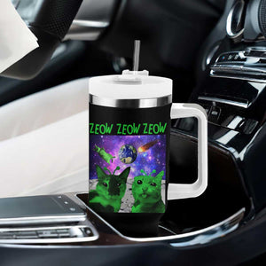 Funny Alien Cat Meme Tumbler With Handle Green Cats ZEOW ZEOW TS09 Print Your Wear