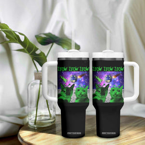 Funny Alien Cat Meme Tumbler With Handle Green Cats ZEOW ZEOW TS09 Print Your Wear