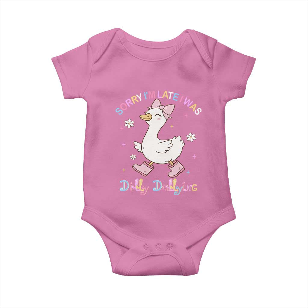 Funny Sorry I'm Late I Was Dilly Dallying Baby Onesie Cute Goose TS09 Azalea Print Your Wear