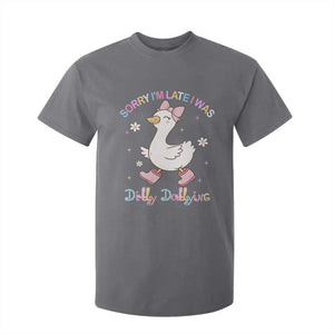 Funny Sorry I'm Late I Was Dilly Dallying T Shirt For Kid Cute Goose TS09 Charcoal Print Your Wear