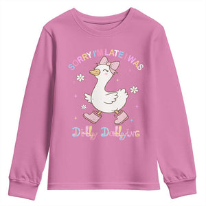 Funny Sorry I'm Late I Was Dilly Dallying Youth Sweatshirt Cute Goose TS09 Azalea Print Your Wear