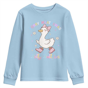 Funny Sorry I'm Late I Was Dilly Dallying Youth Sweatshirt Cute Goose TS09 Light Blue Print Your Wear