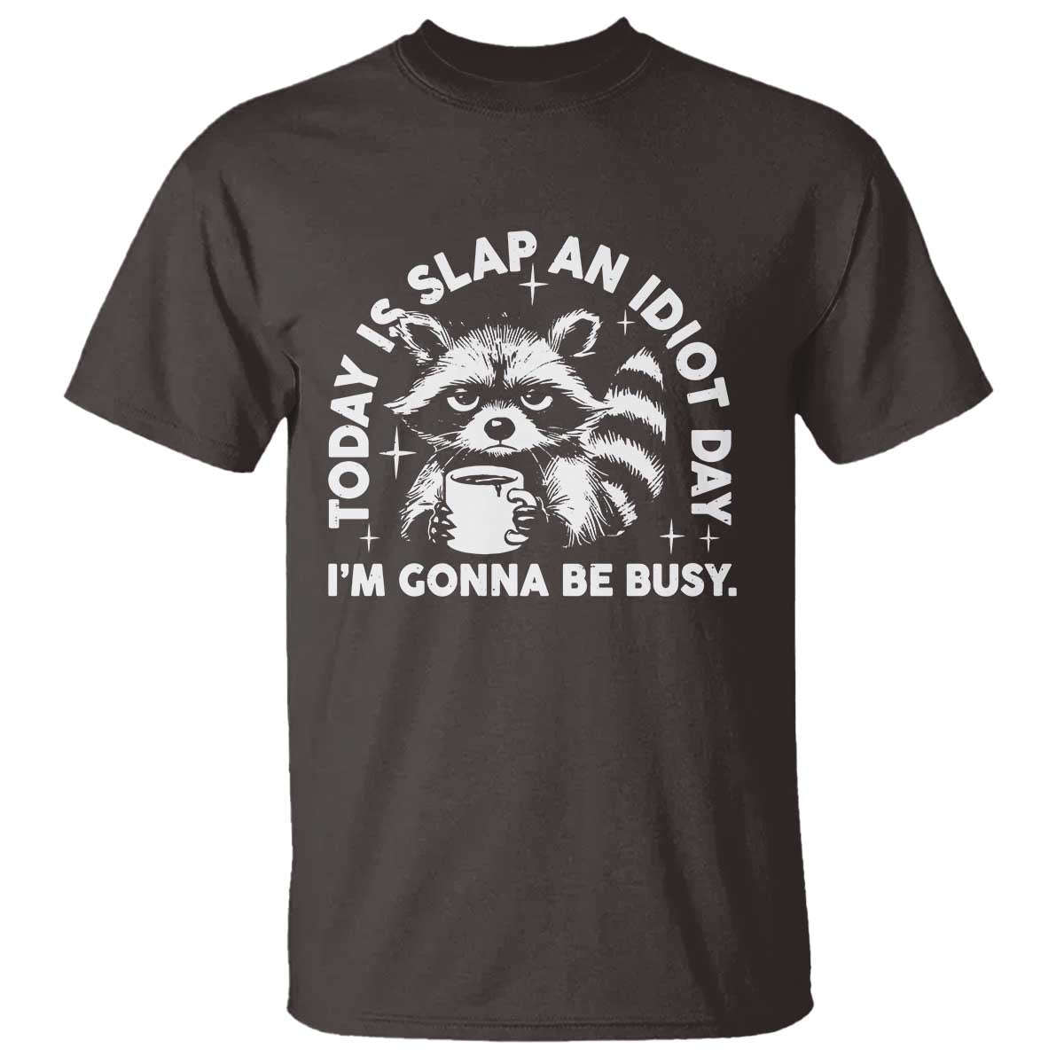 Funny Raccoon Today Is Slap An Idiot Day T Shirt TS09 Dark Chocolate Print Your Wear